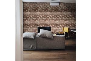 JOLIHOME Carta da Parati Vintage Marrone Rossiccio Adesivo Murale Autoadesivo Effetto Mattone Rustico Pellicola Vinilica Impermeabile Carta a Contatto da Staccare e Attaccare 44,5x500cm