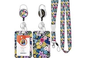 BOUTILON ID Badge Holder mit Lanyard, einziehbare ID Badge Card Holders Abnehmbare Hals Lanyard Strap mit Badge Reel und vertikale ID-Halter für Krankenschwester Studenten (Flower Blooming)