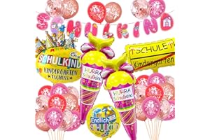 Betensh 2024 Deko Einschulung Mädchen, Einhorn SCHULKIND Girlande+2024 Zuckertüten Folienballon+28 Luftballon+Einschulung Schulanfang Deko