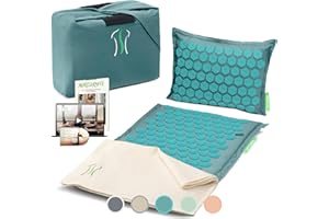 ‎BACKLAXX BACKLAXX ® Akupressurmatte mit Kissen, Tuch und Tasche, Akupunktur Matte mit Stacheln zur Massage und Entspannung von Nacken und Schulter, Massagematte Rücken (ozeantürkis) zur Akupressur