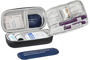 ProCase Insulin torba chłodząca, opakowanie zapasowe i podróżne, dla cukrzyków, na leki, insulinę, z 2 workami na lód, czarna, czarny, klasyczny