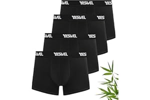 YESWEL Bamboo Boxers for Men, No Itchy Labels Underwear, Breathable Boxer Shorts, Soft Underpants Trunks Multipack of 4 (M-3XL)
