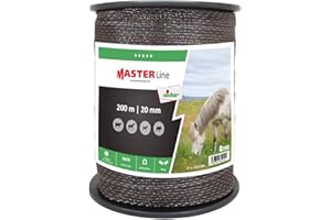 EIDER LANDGERÄTE GMBH Eider - Ruban de clôture de pâturage à bande large standard - 200 m - 20 mm - Marron - Conductivité élevée - Très robuste