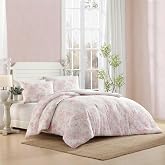 Laura Ashley - Yorgan Seti, Yumuşak Poli Waffle Dokulu Yatak &Ouml;rt&uuml;leri, Uyumlu Şemsiyeler, Zarif &Ccedil;i&ccedil;ek Tasarımı (Delphine Past