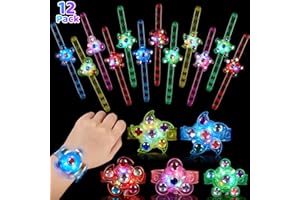 Makorobi 12 Pack LED Light Up Bracelets Party Bag Fillers for Kids Classroom Prizes Glow in The Dark Party Supplies Birthday Easter Egg Hunt Gifts for Kids