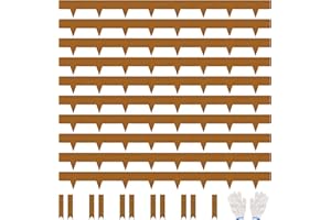 JonesHouseDeco Lawn Edging Border 12.7cm Height 10 Pack Pre-Rusted Cor-Ten Steel Landscape Edging - No-Dig Hammer-in Heavy Duty Metal Corten Decor Edging (10M Length Total) w/ 11 Clips & Gloves