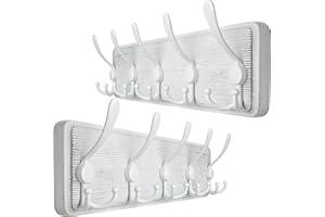 WEBI Coat Rack Wall Mounted,Wood Coat Hooks Wall Mount,16" Hole to Hole,Coat Hanger Wall Hook Rack Rail,5 Triple Hooks for Hanging Coats,Hats,Jacket,Clothes,Entryway,Rustic White,2 Packs