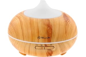Diffusore di aromi Tellur Smart ad Ultrasuoni, Controllabile sul tuo Smartphone, Compatibile con Alexa, Automazione con app dedicata, 300ml, LED RGB, Color Legno