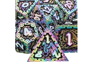 ARUOHHA Juego de dados DND de metal con diseño de dragón, 7 dados poliédricos grandes para Dungeons and Dragons RPG juegos de rol, dados D y D hechos a mano D20 D12 D10 D8 D6 D4