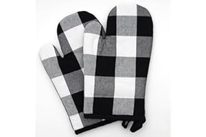 ASQUARE Set di guanti da forno, 2 guanti da forno in 100% cotone, pratici, guanti da cucina, resistenti al calore