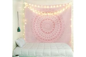 Alishomtll - Tapiz decorativo para pared con diseño de mandala, color rosa