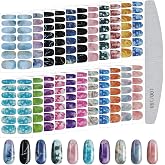 Andiker Nagelsticker Selbstklebend – 112 Nagelaufkleber Mit Feile, Einfache Maniküre Ohne Lackieren (Design 2)