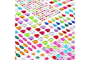 HOINY Gem Stickers for Kids, 5-15mm Big Gems for Crafting, Self Adhesive Rhinestone Stickers for Crafts, Muticolor Acrylic Bling Stick on Gemstone, for DIY Crafting