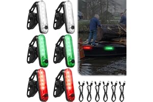 GOMETY 6 Piece LED Navigation Lights for Boats, USB Charging Kayak Lights with 3 Types of Flashing Mode Boat Stern Lights Bow Lights LED Boat Lights, Signal Light for Marine Boat Yacht Canoe Kayak