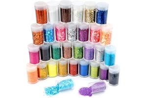 ELICNA 32pcs Purpurina,32 Colores Purpurina Cara Purpurina Manualidades Purpurina Polvo Purpurina Purpurina para Uñas Pelo Cara Glitter Maquillaje Glitter Purpurina Fina en Polvo