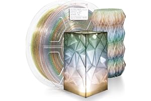 iSANMATE Transparente Filament PLA 1.75, Clair Multicolore Pailleté Filament Imprimante 3D 1KG Bobine, Scintiller Arc-en-ciel Matériaux D'impression 3D en Filament 1.75mm, +/- 0.02mm