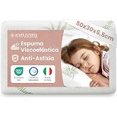 MIMUSELINA Memory Foam Baby Pillow 50 x 30 x 5.5 cm | Breathable Memory Foam for Babies and Children | Soft, Ergonomic and An