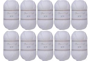 Utopia Crafts JOY Uni Strick- und Häkelgarn, Weich, Pflegeleicht, 100% Polyacryl, 10x 50 g Knäuel, 150m (Weiß)