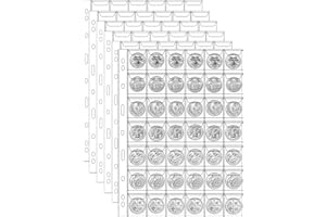 MUROAD Pagine per Monete a 42 Tasche per Collezionisti, Pagine Standard per Collezione di Monete a 9 Fori, 10 Fogli di custodie per Monete, Forniture per la Raccolta di Monete (42 Tasche x 10 Fogli)