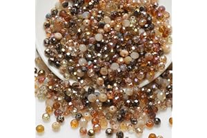 NAAPESI 200PCS 6mm Crystal Glass Beads, Round Faceted Glass Beads, Colorful Assorted Bead for Jewelry Making, DIY Bracelets, Necklaces, Craft Projects, Multicolored Spacer Bead and Crafting (Brown 6MM)