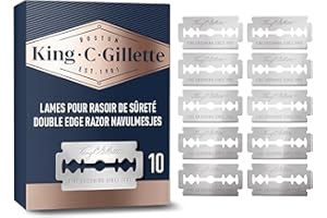 King C. Gillette Lames pour Rasoirs de Sûreté Homme, Pack de 10, Parfait Coffret Cadeau Homme / Papa
