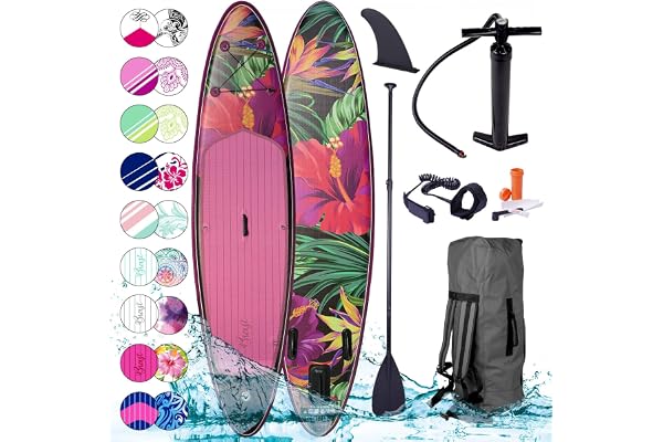 paddle gonflable femme paddle gonflable adulte 300x76x15cm inclus sangle de pied Pagaie Pompe Sac à dos en rose violet rose clair lilas rouge blanc gris trés rigide jusqu`a 110 kg - Modèles diffénts