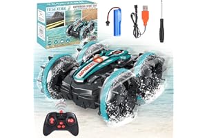 Fesexoul Ferngesteuertes Auto 2.4Ghz, RC Stunt Auto Amphibisches, Ferngesteuertes Stunt Auto Wiederaufladbar, 4WD Ferngesteuertes, Offroad RC Stunt Auto Outdoor Spielzeug & Geschenke für Jungs (Grün)