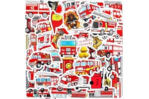 ParPix 50 sztuk naklejek dla straży pożarnej, duże 6 cm, naklejki dla dzieci, straż pożarna, na urodziny dziecka, na samochód strażacki