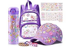 G.C Gifts for Girls DIY Bouteille de boisson Casquette de baseball Pierre précieuse Licorne Autocollant Fête des enfants Cadeau d'anniversaire Filles 4 5 6 7 8 9 10 ans