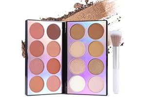 Erinde Blush Palette, Contour & Highlighter Pallet, Mineral Powder Blusher, All in One Makeup Palette for Cheeks, Face Bronzer, Shimmer & Matte Finish, Natural Glow, Blendable, Cruelty Free