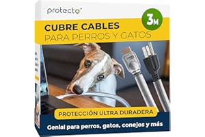 PROTECTO Funda Protectora de Cables para Mascotas – 3 m/Ø 9 mm – Ultra Resistente, Transparente, Flexible, Inodora, Anti-Mordeduras – para Cables Eléctricos, USB, Lightning, RCA y HDMI