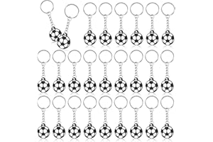 JADIVE 24 Pcs Mini Soccer Keychains Soccer Ball Keychains Mini Football Party Bags Fillers Football Party Decorations Football Key Rings for Backpacks Decor Sports Party Favors School Carnival Reward
