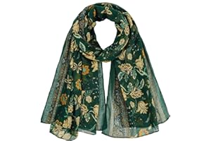 GoGou Ladies Scarves, Chiffon Wraps, Lightweight Floral Printed Sheer Shawls, for Spring, Autumn, 85 x 180 cm