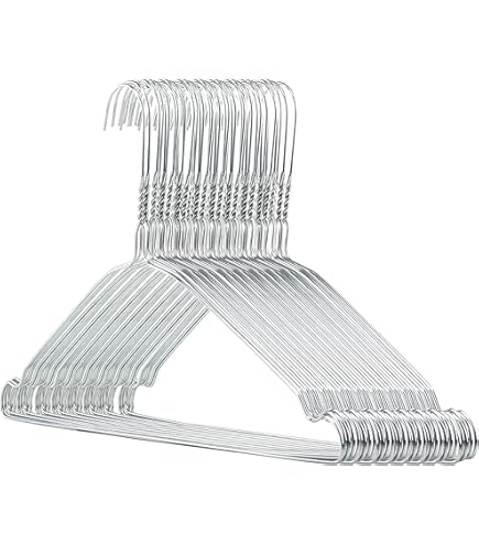 RSR-Classic Clothes Hangers, 100 Pieces, Gold Wire Hangers, Metal Wire Hangers, Galvanized Space-Saving High-Quality Powder Coated Blouse Hanger, 40 cm