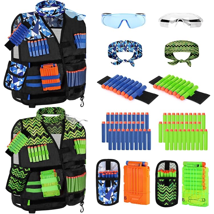 Gilet Tactique Enfant Avec Accessoires Nerf - 100 Balles Recharge