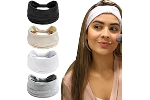 Overcare Lot 4 Bandeau Cheveux Femme Large & Turban Femme - Idéal Yoga, Bandeau Maquillage, Bandeau Sport & Bandeau Bebe Fille. Accessoire Cheveux parfait pour Foulard Cheveux & Serre Tête Femme (A)