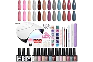 Kit Semipermanente Unghie Phoenixy con Lampada U V/LED 36W 12 Colori Kit Unghie Gel Completo con Base e Top Coat Semipermanente Unghie de Manicura para Principiantes