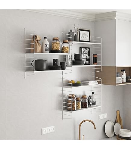 Set van 2 metalen wandflessenrekken, 12 vakken (H 139 cm) Léo Zwart