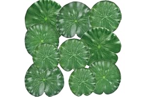 MaoMaoCha 10 Pcs Pond Plants, 5 Size Artificial Lotus Leaves, Realistic Floating Foam Water Lily Pads Ornaments, Plastic Fake Foliage Pond Decor for Patio Koi Fish Pond Pool Aquarium