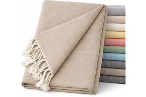 ECOMMERC3 | Multipurpose Foulard Storlek 180 x 260 cm För Både Soffa eller Säng - Multipurpose Överkast Beige Dekorativa Säng