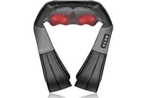 Nekteck Neck Back Massager, Shoulder Massager with Heat, Deep Tissue 3D Kneading Pressure Shiatsu Electric Massage for Muscle Pain for Office Chair Car & Home Use (Black)