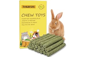 TOKAYIFE Lapin à Mâcher Jouets, Lot de Bâtonnets de Foin Naturel Timothy pour Lapins, Chinchillas, Cochon d'Indes, Hamsters (20 unité (Lot de 1))