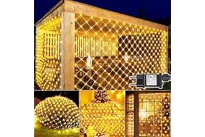 yowin Red de Luces Navidad Exterior 3x2m 200 LED Luz Cortina con Enchufe, Temporizador, 8 Modos IP65 Impermeable Malla Luces para Balcón Jardín Árbol Navidad Exterior Interior - Blanco Cálido