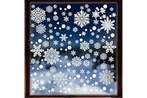 LOMIMOS Lote de 305 Pegatinas de Copo de Nieve, 8 Hojas de PVC Adhesivo de Ventana Extraíble Pegatinas de Invierno Decoración de Navidad para Puertas Escaparates Fachadas de Cristal para Casa