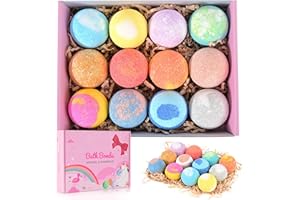 BOENFU Badebomben Geschenkset, 12er Badekugeln mit Natürlichen ätherischen Ölen, Handgefertigte Bath Bomb Geschenk Set für Freundinnen Mütter Frauen Mädchen