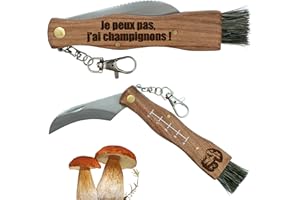 Ernestine - Couteau à champignons personnalisé avec brosse - cadeau fête des pères - couteau multifonctions pour ramasser champignons et cèpes - cadeau homme papa papi - cadeau chasse