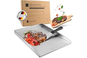 Exitoso Grillplatte 30x40cm | Plancha Mit Grillspachtel | Gasgrill Aus Dickem & Rostfreiem Edelstahl | 4mm Dicke | Universalgröße