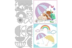 GLOBLELAND Layering Umbrella Cutting Dies Metal Sun Cloud Rainbow Umbrella Die Cuts Embossing Stencils Template for Paper Card Making Decoration DIY Scrapbooking Album Craft Decor