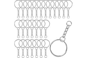 DESON Portachiavi Anello, 100 Pezzi Portachiavi Anelli Cerchio 25mm con Catena 3.5cm e Portachiavi Anello, Aperti per Porta Chiavi Mestieri Lavori di Bricolage