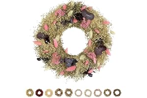 ‎HOLIKI PHILARO Trockenblumenkranz Natur Ø 30cm - kein Plastik I Trockenblumen Premium Qualität aus Europa I Trockenblumen Kranz für Haustür, Wand und Tisch - Rosa